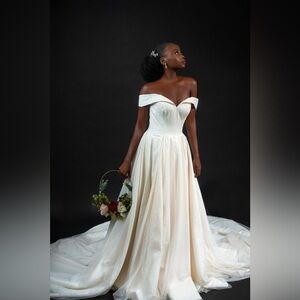 Off-Shoulder Cream Gown